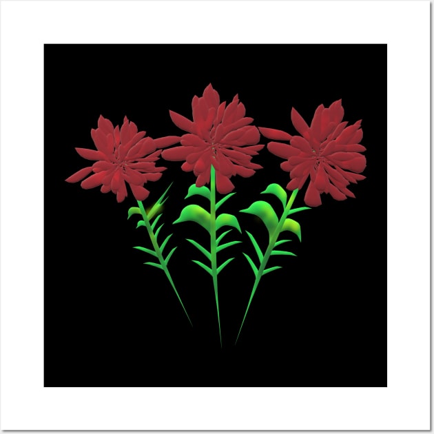 Red Abstract Flowers Wall Art by Uberhunt Un-unique designs